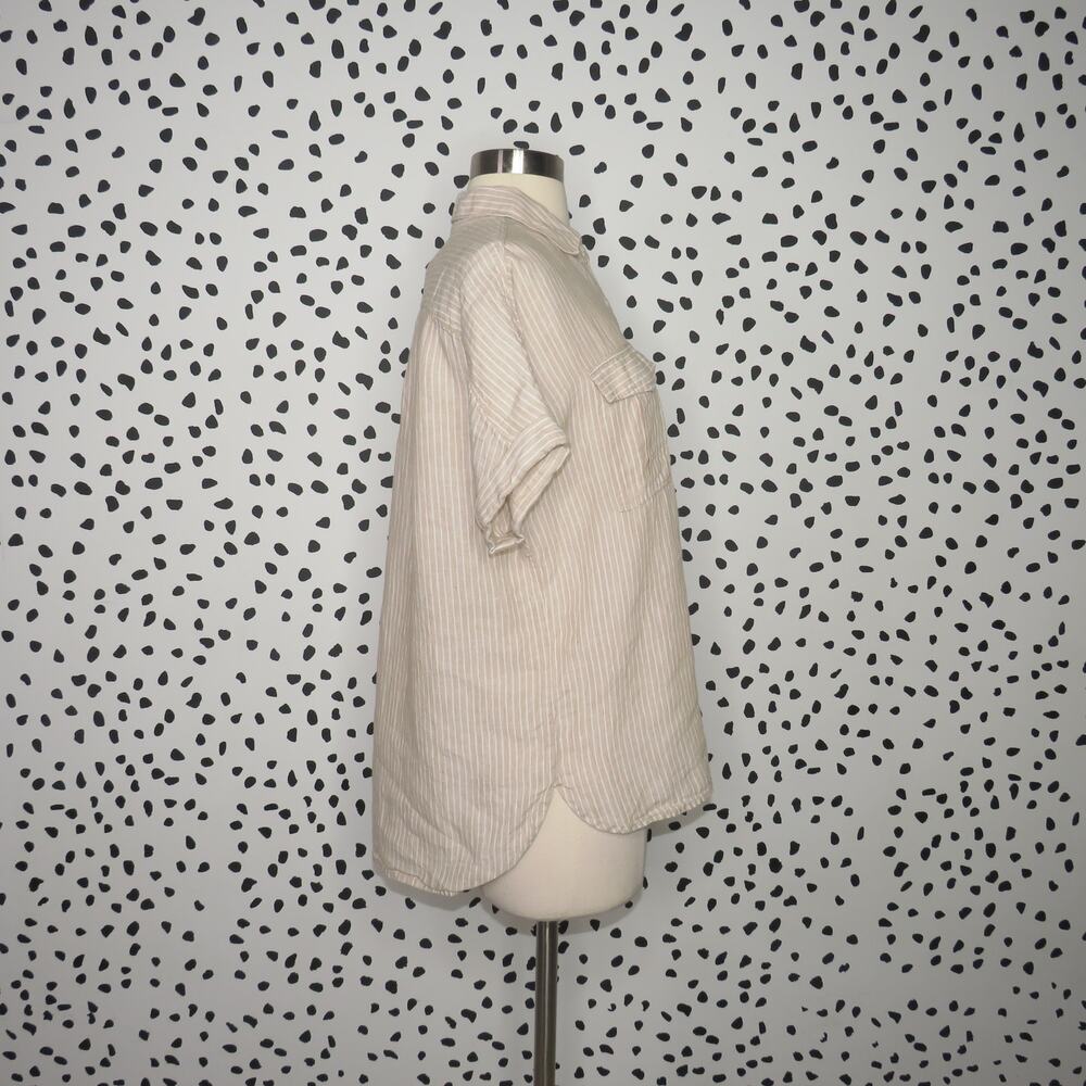 J. Crew x Baird McNutt Tan Striped Linen Short Sleeve Top - Picture 8 of 11